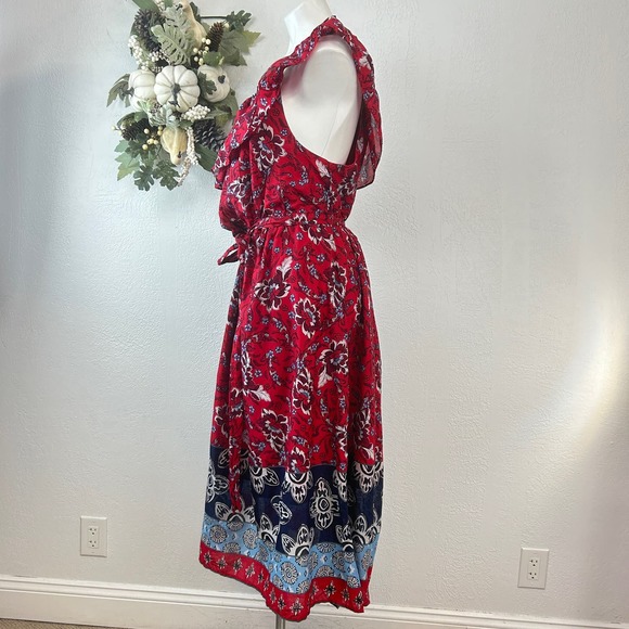 Lane Bryant Red and Blue Floral Midi Dress - Picture 4 of 8